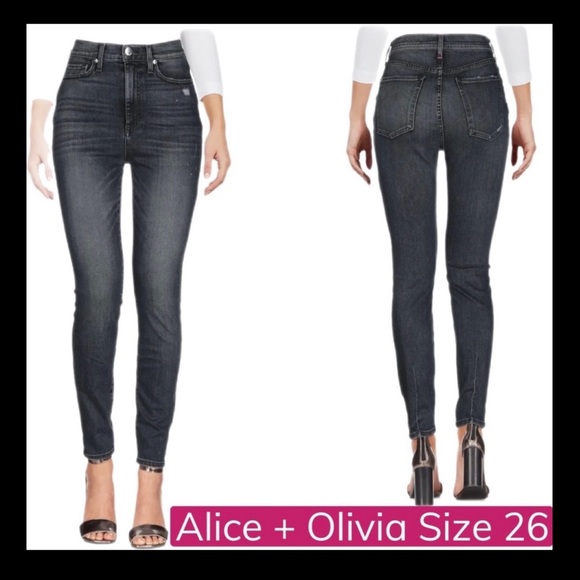 Alice + Olivia Black Distressed Skinny Jean - 26 NWT MADE IN USA